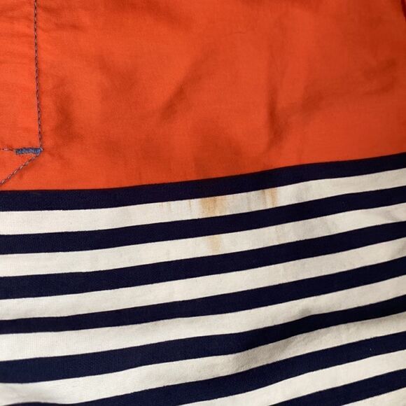 PATAGONIA Mens sz 30 swim trunks blue white and salmon stripes small spot shown - Picture 4 of 6